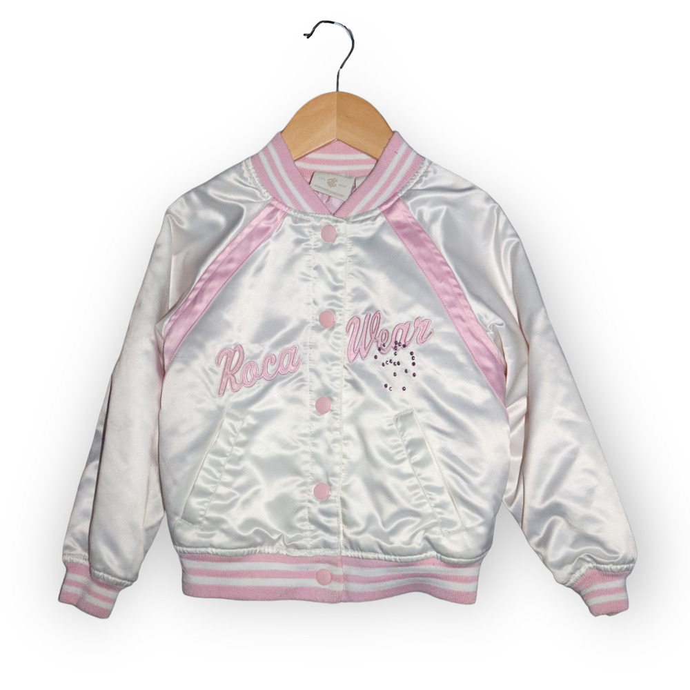 Rocawear Girls Vintage Satin Bomber Jacket Size 4